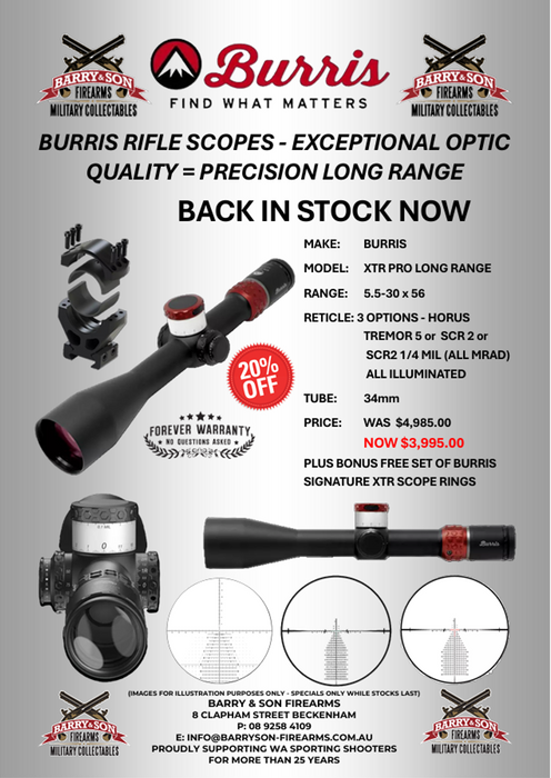 BURRIS XTR PRO 5.5-30x56 FIRST FOCAL PLAIN (FFP) | ILLUMINATED | ON SALE NOW