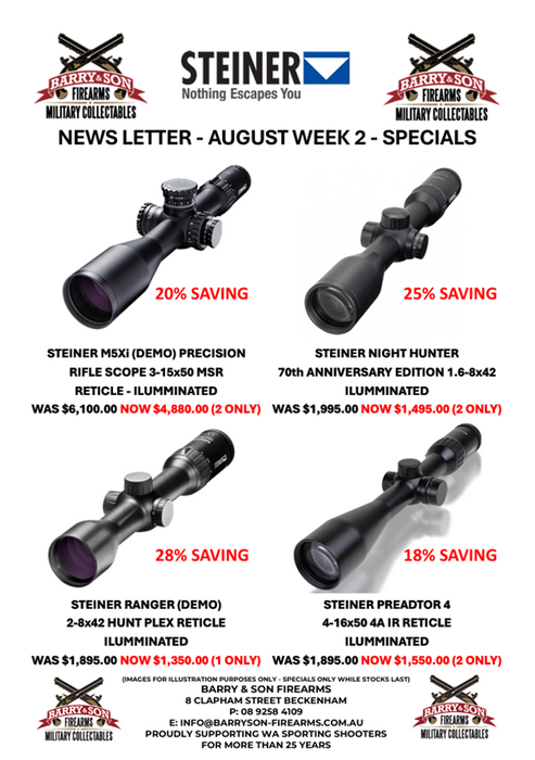 STEINER RIFLE SCOPE DEALS - AUGUST SPECIALS