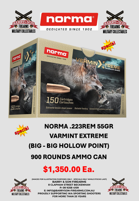 SEPTEMBER 24 AMMUNITION SPECIALS - NORMA VARMINT EXTREME 223 BULK PACKS