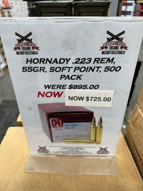 HORNADY .223 REM 55GR SOFT POINT - BULK 500 PACK - BIG SAVING