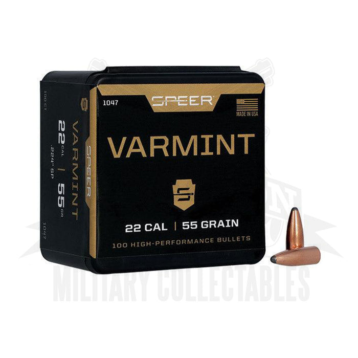 Speer Varmint 22 cal 55gr .224 Spitzer SP Projectiles - 1,000 Case