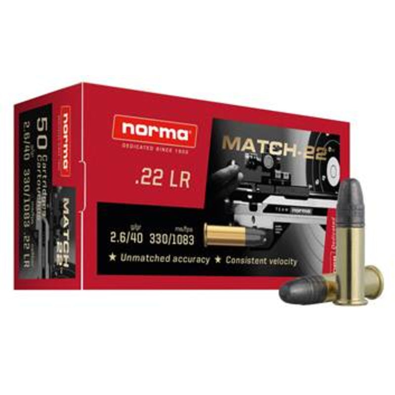 Norma Match 22 – 40Gr LRN 22LR — BULK CASE